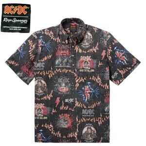 NWT Reyn Spooner AC/DC Classic Fit Short Sleeve Button Hawaiian Shirt AOP Sz XL